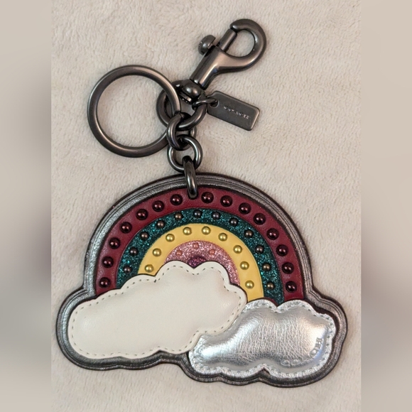 Coach Embellished Rainbow Leather Key Chain / Bag Charm NWOT - Picture 5 of 5